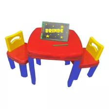 Mesa Infantil Com 2 Cadeiras + Lousa Magica Brinquedo