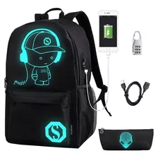 Mochila Luminosa Flymei Con Puerto De Carga Usb, Antirobo