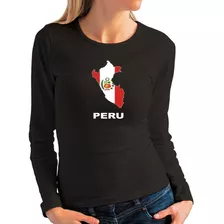 Idakoos Polo Manga Larga De Mujer Peru - Country Map Color