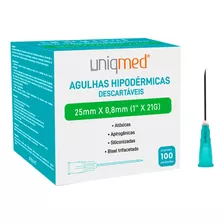 Agulha Hipodermica 21g 25x8 (21gx1) Cx/100 Uniqmed
