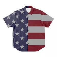 Camisa Botões Usa Eua Estados Unidos Lil Peep Trap Swag Flag