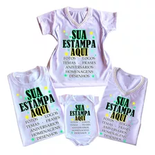 Kit 4 Camisetas/bodys Família Qualquer Tema, Desenho, Arte