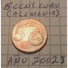 Moneda 5 Cent. Euro Alemania Año 2002 J