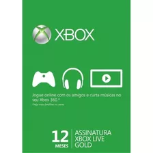 Xbox Live Gold 12 Meses - 25 Digitos Renovar
