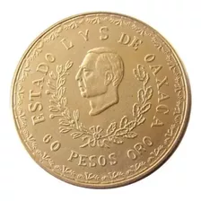 Moeda 60 Pesos 1916 México Benito Juarez Cópia Banhada Ouro