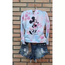 Blusa Feminina Moletom Mickey Com Capuz Colors Brechó P