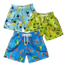 3 Short Mauricinho Tactel Infantil Bermuda Menino Estampado