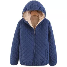 Casaco Feminino Forrado De Lã Inverno Quente Acolchoado Gros