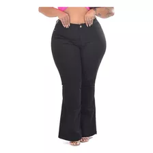 Calca Jeans Feminina Plus Size Cintura Média Alta C Elastano