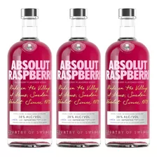 Absolut Vodka Raspberry 750 Ml X3 Importado Zetta Bebidas