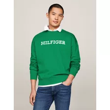 Sudadera Verde Con Logo Tommy Hilfiger Monotype De Hombre