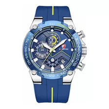 Reloj Hombre Cheetah Ch-1606 Cuarzo Pulso Azul En Silicona