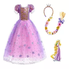 Disfraz Para Fiestas Con Peluca Vestido De Niña ***princesa Rapunzel*** 