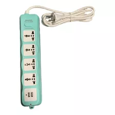 Alargador Zapatilla 4 Posiciones +2 Usb Todo Tipo De Enchufe