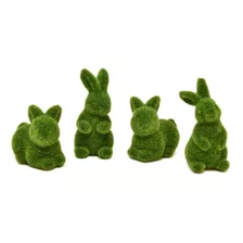 Gift Boutique 4 Figuras De Conejo Flocado De Color Verde, Pa