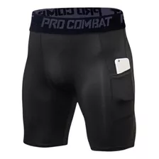 Calza Short Compresión Hombre Deportivo Licra Con Bolsillo