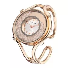 Relógio Bracelete Luxo Cobre Importado Brilhante Com Caixa