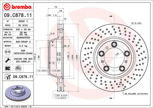 2 Discos De Freno Traseros Porsche 911 2006 3.8l Brembo Foto 2