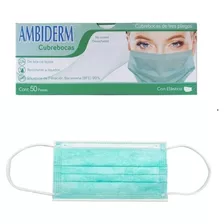 Cubrebocas Ambiderm Tricapa Plisado Verde 200 Pz 