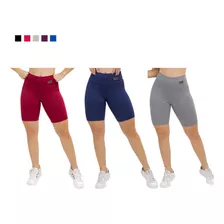 Kit C/3 Shorts Coton Academia Confortável Dia A Dia Crossfit