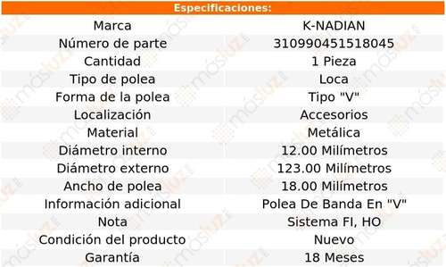 Polea Tipo  V  Metalica Lhs V6 3.5l 99-01 Foto 3