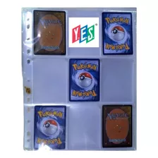 10 Folhas Plástica P/ Pasta Fichário Álbum Pokemon + 6 Cards