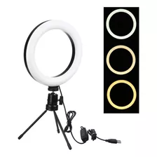 Ring Light Tripé Mesa Iluminador Luz De Led Live Selfie Make