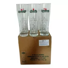 6 Vasos Cerveza Heineken Original 250 Ml En Caja Importados
