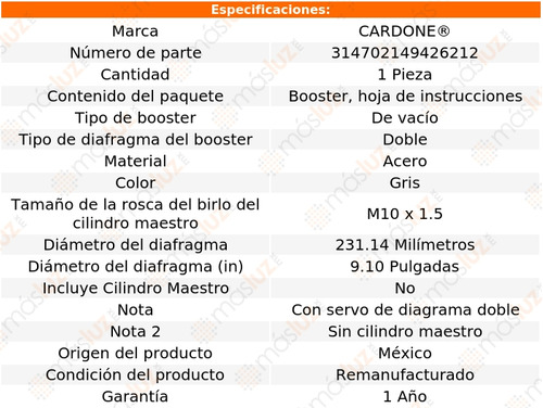 (1) Booster Frenos Chevrolet Monte Carlo 79/81 Cardone Reman Foto 5