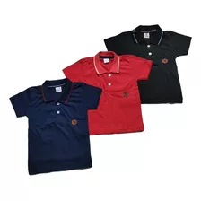 Kit 3 Camisas Gola Polo Infantil 100% Algodão 2 A 8 Anos 