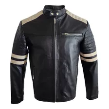 Chaqueta Cuero Vacuno Alma Pampa Aconcagua Black Rayas - Hombre