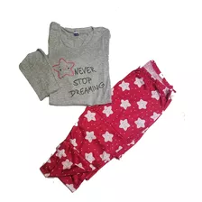 Pijama Florcitas Never Stop. Invierno Mujer, Pantalon Y Reme