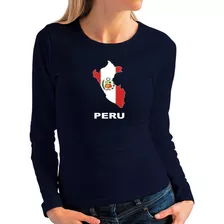 Idakoos Polo Manga Larga De Mujer Peru - Country Map Color