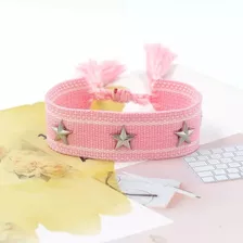 Pulseras Tejidas Colores Mensaje Ajustable Estrella Rosa