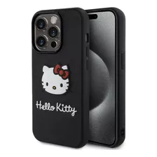 Case Hello Kitty Logo 3d Kitty Negro Compatible iPhone 15pro