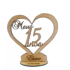 10 Enfeites De Mesa Personalizado 15 Anos Mdf Cru 14 Cm Alt.