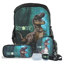 Kit Escolar Mochila Infantil De Costas Tam G Dino-rex