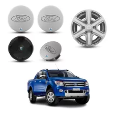 Jogo 4 Calotas Ford Ranger Prata 69mm Miolo Roda Original