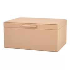 Caixa Grande Decorativa Corino Nude Porta Joias 12x26x19cm