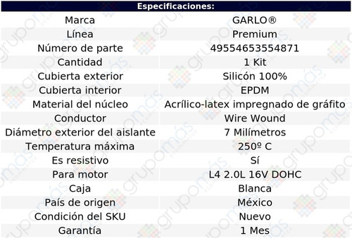 Cable Bujia Garlo Premium Laser L4 2.0l 16v Dohc 90 A 94 Foto 2