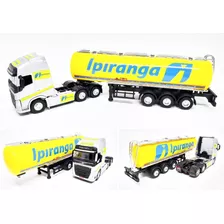 Miniatura Caminhão Volvo Fh500+ Carreta Escala 1/64 25 Cm 