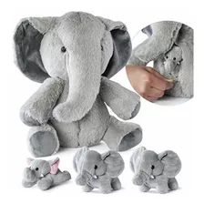 Elefante De Peluche Con 3 Pequeños Elefantes De Peluch...