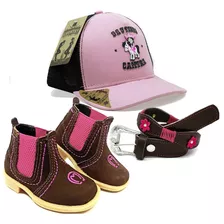 Conjunto Infantil Country Feminino Bone Brutinha Bota Cinto