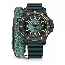 Reloj Victorinox Inox Professional Diver Titanio 241957.1 Color Del Fondo Verde Y Negro Color De La Malla Verde Oscuro Color Del Bisel Negro