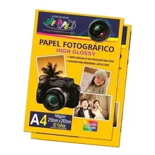 Papel Foto Glossy 100 Folhas A4 Brilho 180g À Prova D' Água