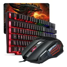 Kit Teclado Semi-mecânico + Mouse Gamer 3200 Dpi + Mouse Pad