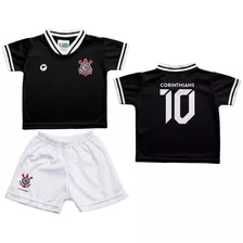 Conjunto Bebê Corinthians Uniforme Preto - Torcida Baby