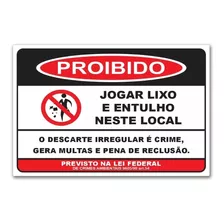 3 Placas Proibido Jogar Lixo E Entulho Lei Privada 30x20 Pvc