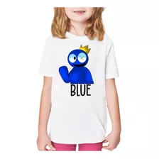 Camisa Camiseta Azul Blue Babão Rainbow Friends Infantil