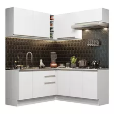 Armario De Cocina Integral Esquinera 349cm Glamy Madesa 03 Color Blanco